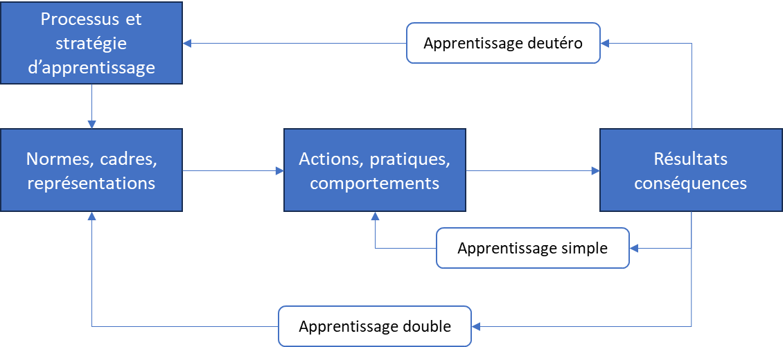 D’après le modèle de boucles d’apprentissage collectif de Chris Argyris et Donald Schön